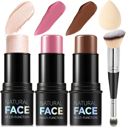 ELALRAU 3Pcs Cream Contour Stick Makeup Kit front view showing the trio set packaging