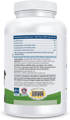 Nordic Naturals dog fish oil supplement capsule count and dosage label details