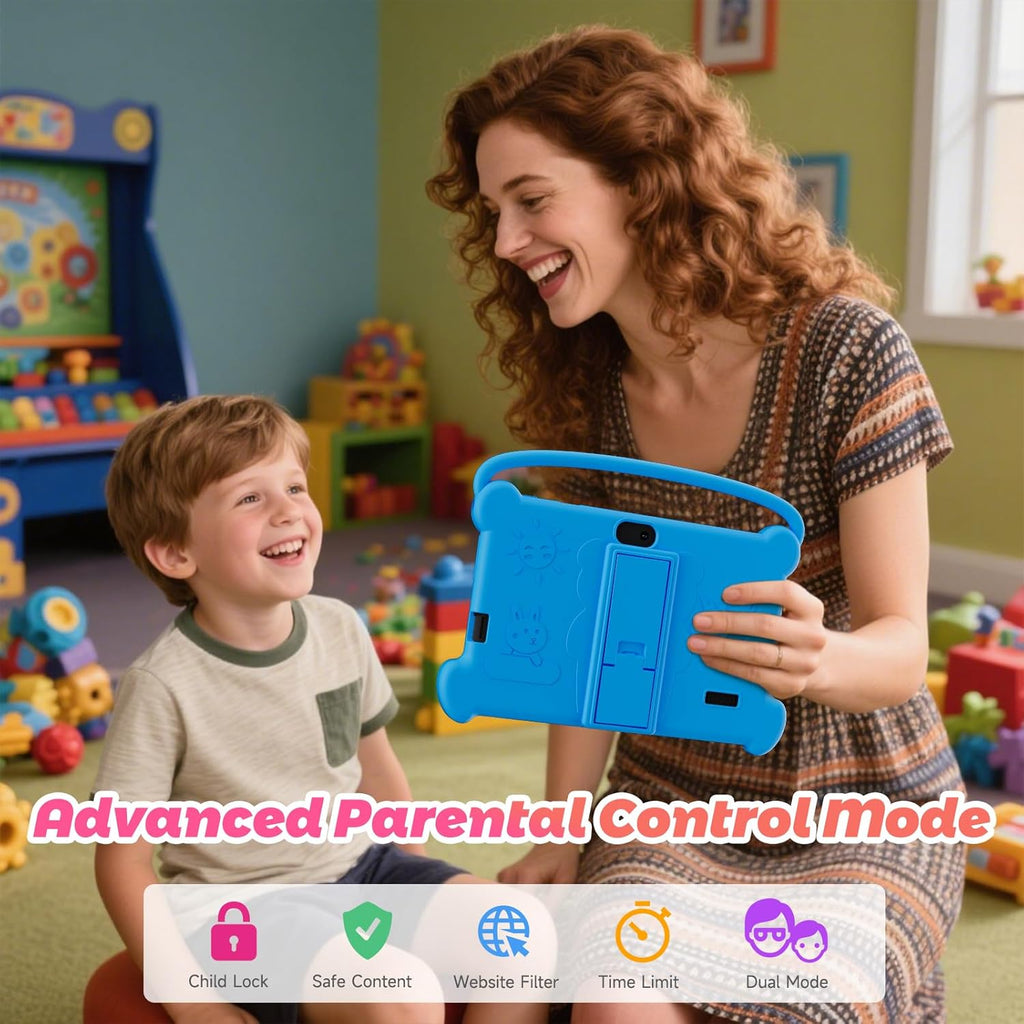 DIGITHINK child safe digital device showing the automatic brightness adjustment feature on the eye protection display screen.