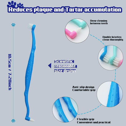 White dual sided toothbrush for small and large pets