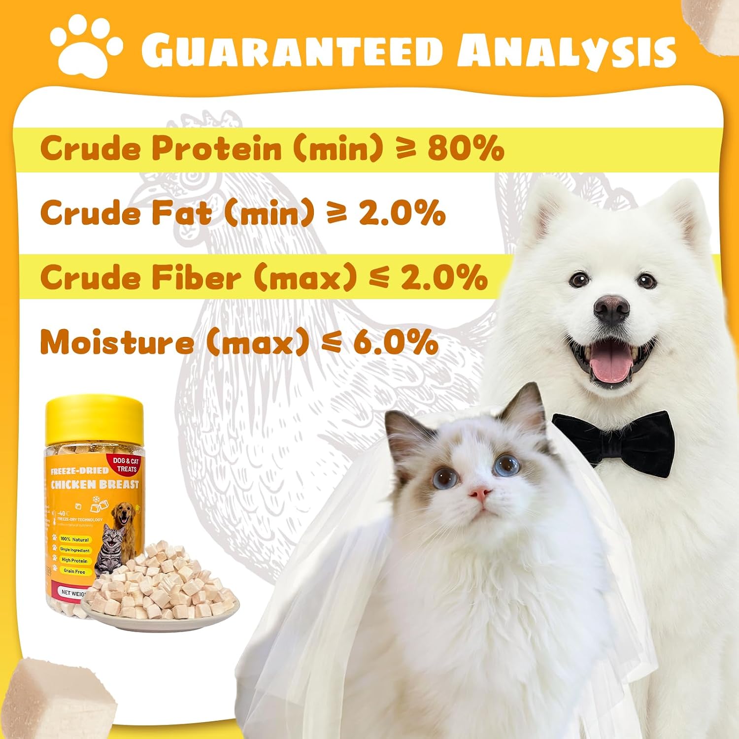 USA imported grain free healthy dog treats on a clean background.