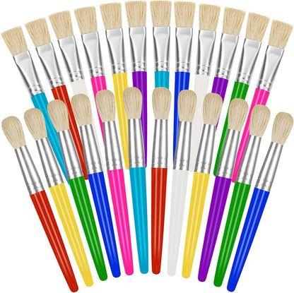 YGAOHF Toddler Paint Brushes twenty four pack front view showing colorful round and flat tips