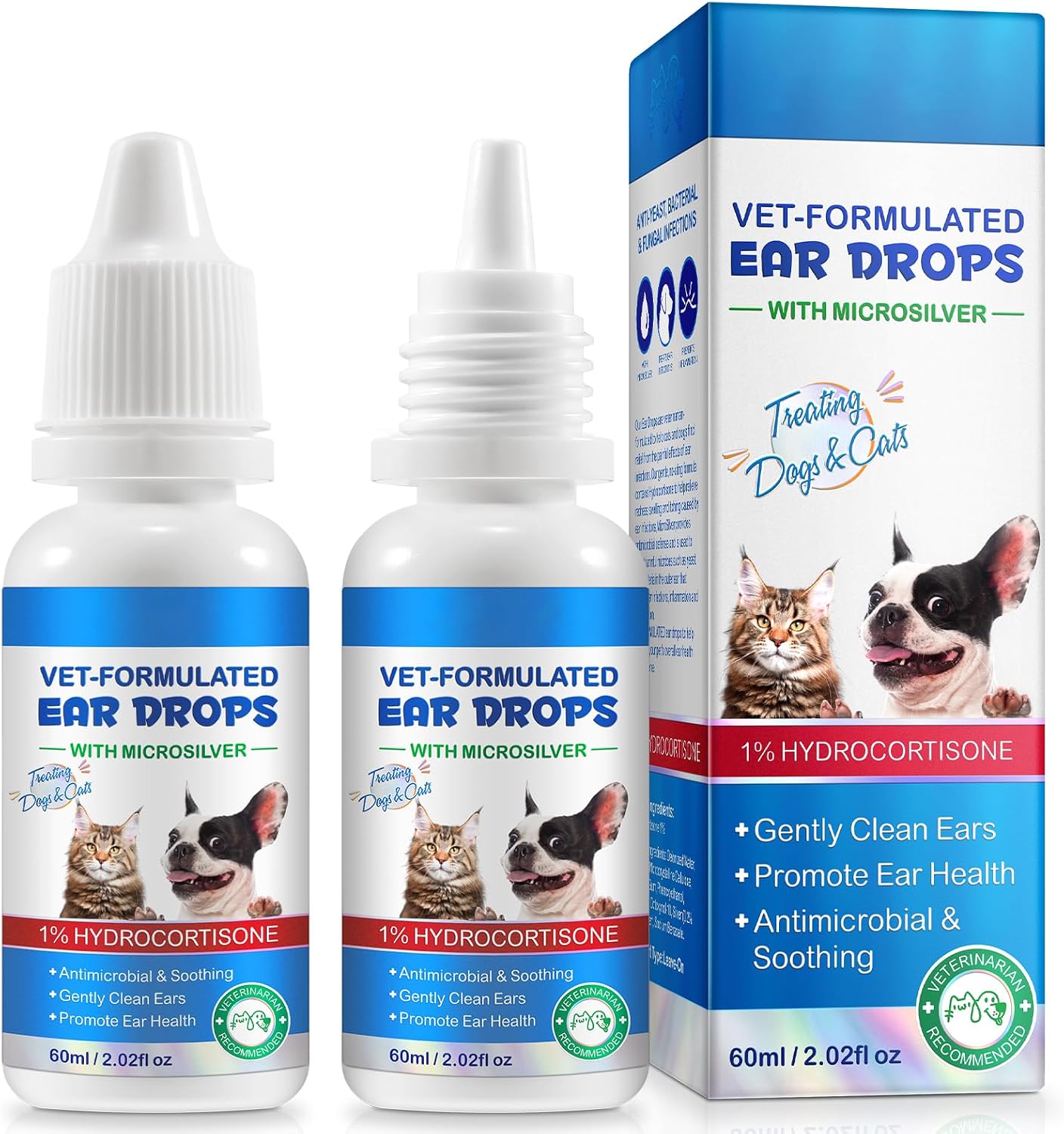 VOSIFSDIY Dog & Cat Ear Infection Treatment Drops, Pets Ear Cleaning Drops with 1% Hydrocortisone for Dog & Cats Yeast Infection, Itchy Ear Relief, Pet Ear Care Supplies for Dogs & Cats -2fl oz - Image 10