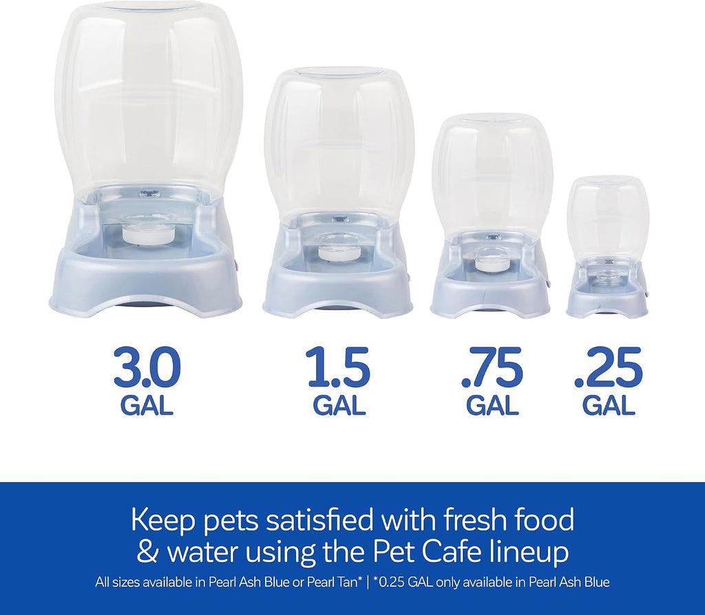 Wide mouth bottle design of the Petmate Cafe waterer for easy cleaning.