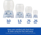 Wide mouth bottle design of the Petmate Cafe waterer for easy cleaning.
