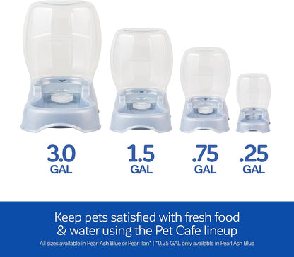Wide mouth bottle design of the Petmate Cafe waterer for easy cleaning.