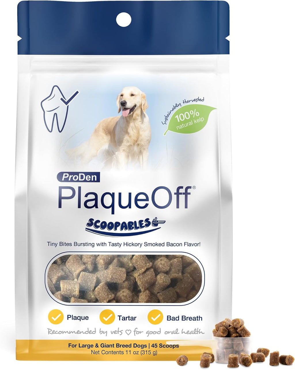 ProDen PlaqueOff Scoopables - Hickory Smoked Bacon Flavor Dental Bites for Small Dogs, Natural Kelp for Plaque & Tartar Control, Freshens Breath - Small & Medium Breed Dental Care- 45 Scoops - Image 10