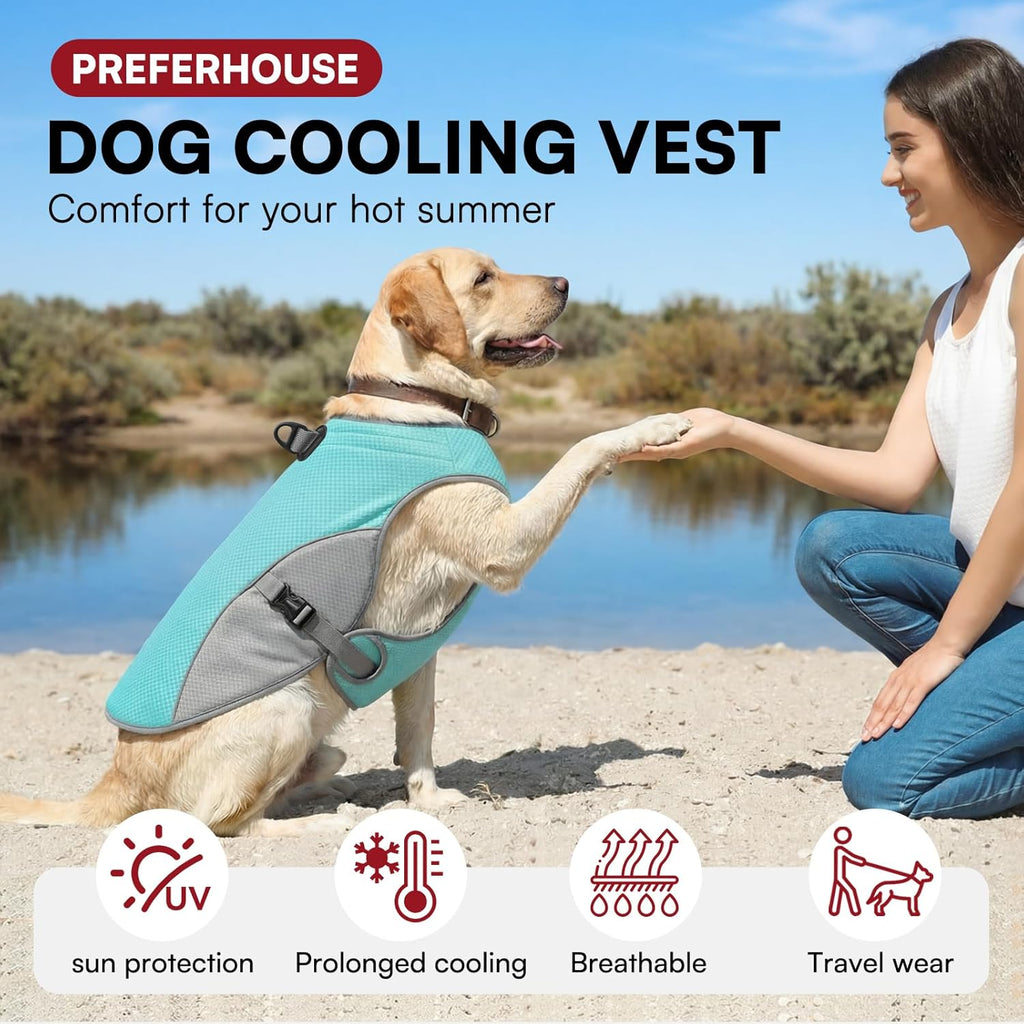 Preferhouse large dog cooling jacket reflective stripe detail
