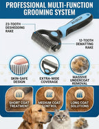 Congzikji grooming tool dematting side demonstrating knot removal on dog fur.