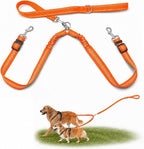 Double Dog Leash for Two Dogs, Complete Set with 31.5" Main Leash + Adjustable Splitter, Padded Handle, D-Ring, 360 degrees Swivel, Shock-Absorbing Bungee, Reflective for Small Medium Large Dogs (Black) - Image 12