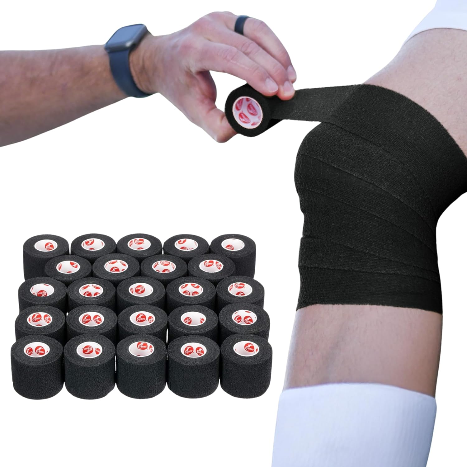 Cramer Eco-Flex Self-Stick Stretch Tape front view of black roll