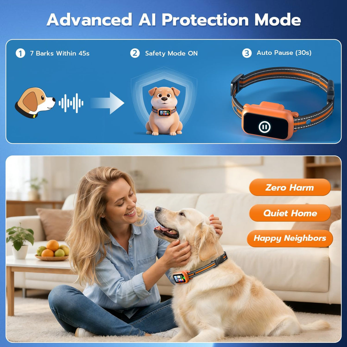 ATWHTE rechargeable collar for small and large dogs