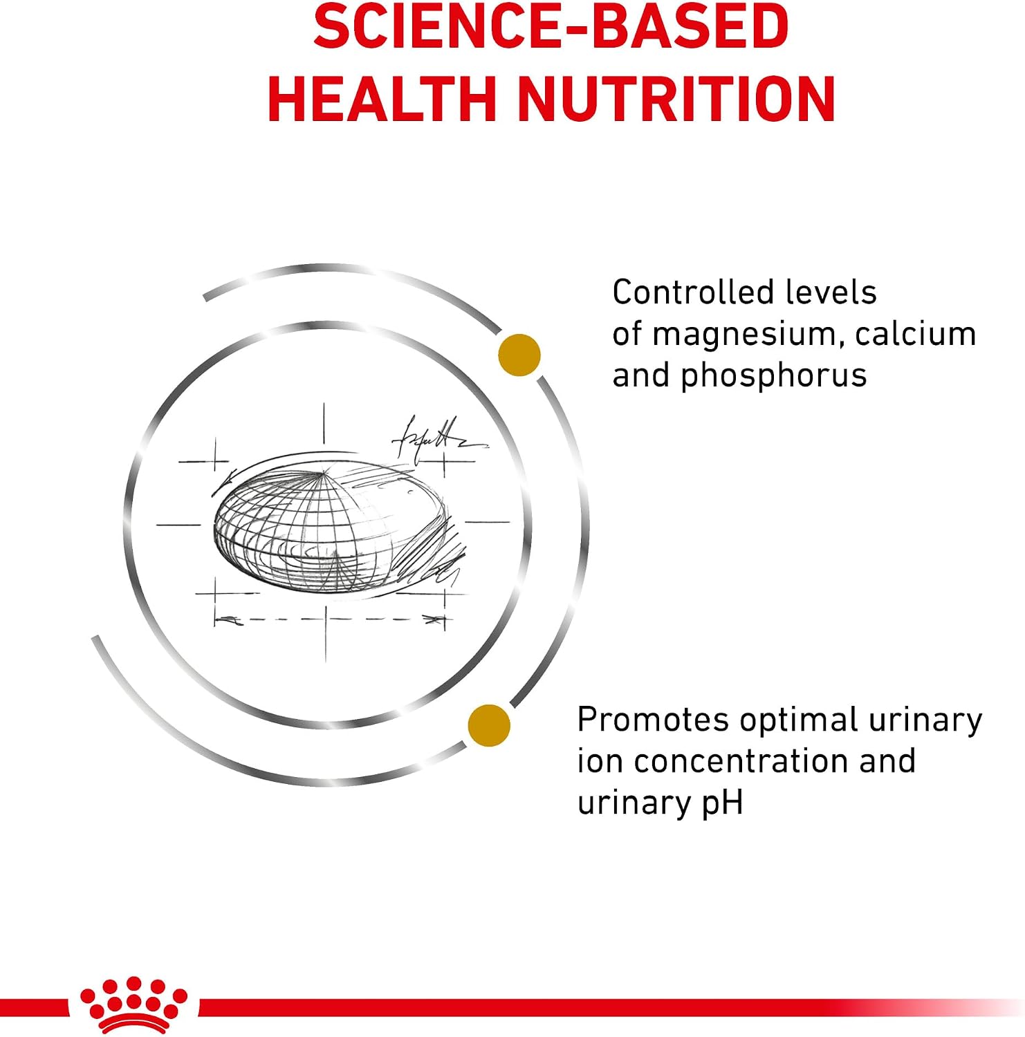 Back panel of Royal Canin Veterinary Diet Urinary SO showing feeding instructions