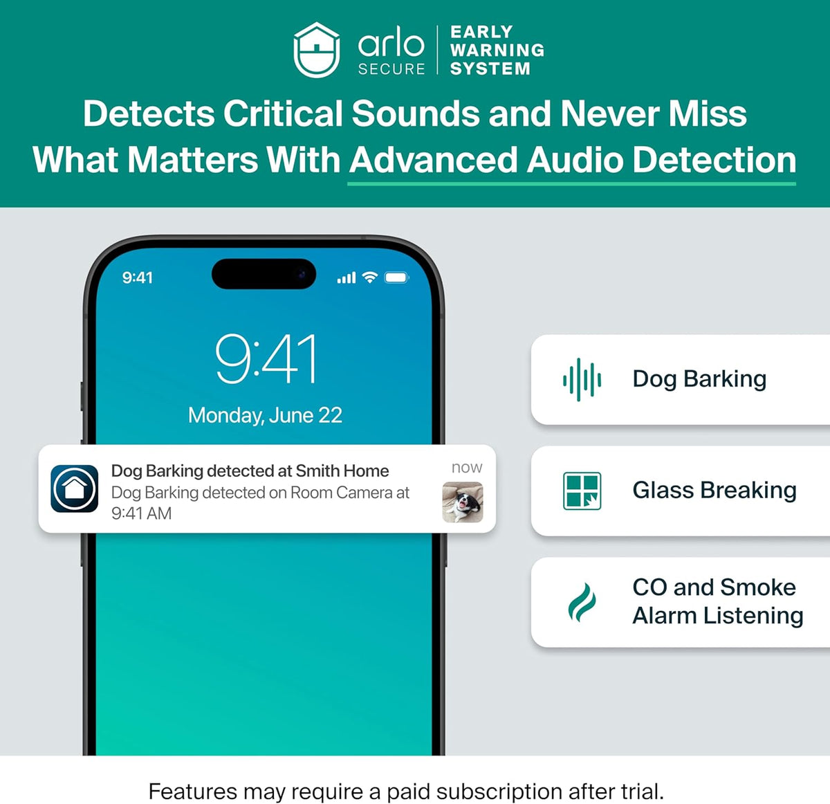 Close up of Arlo Essential security camera lens and design