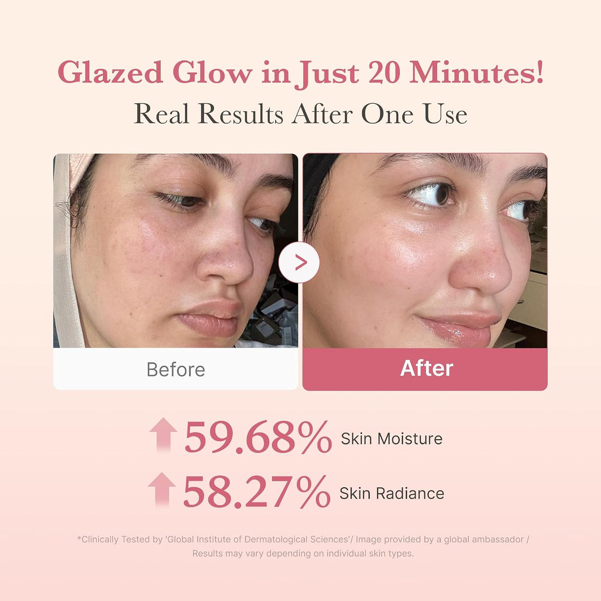 Medicube wrapping mask applied on face showing flexible layer
