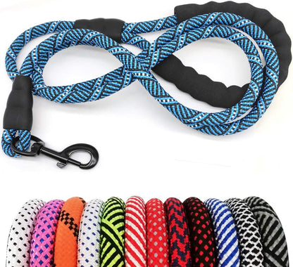 MayPaw Heavy Duty Rope Dog Leash front view showing blue black woven design