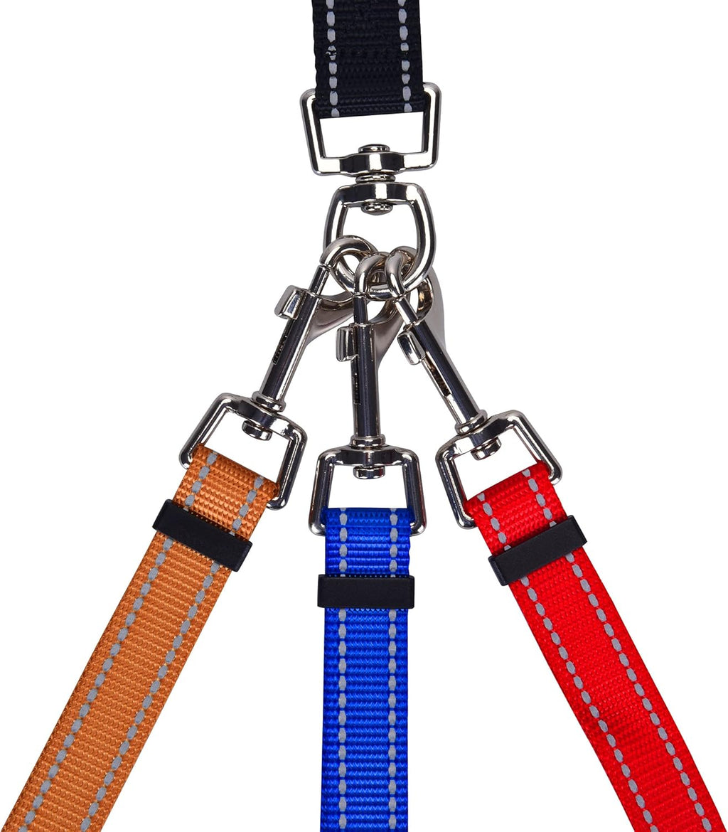 MoSANY adjustable coupler attachments extended to show different length options for three dogs.