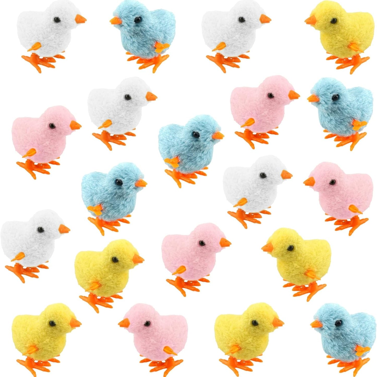 Cagemoga wind up easter chicken plush toys front view group pack