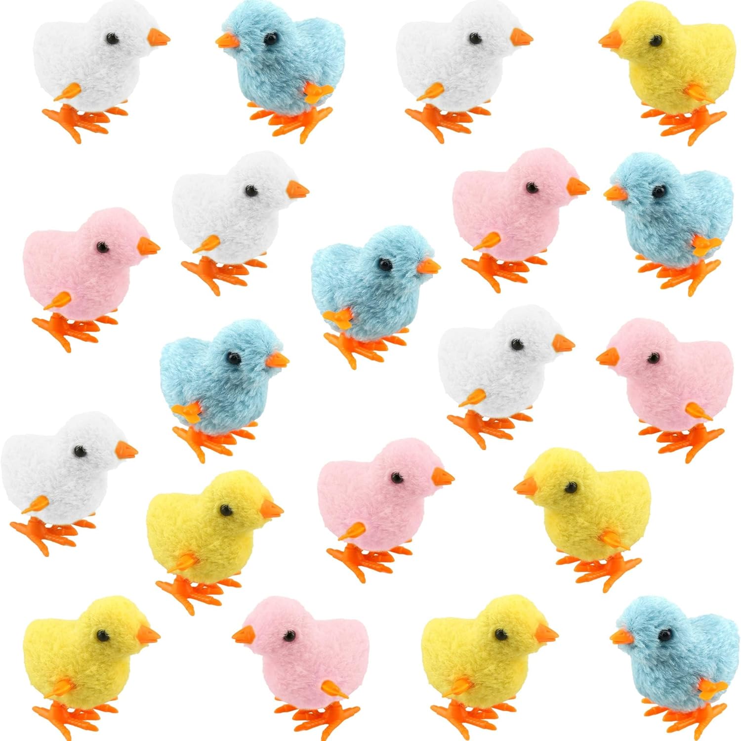 Cagemoga wind up easter chicken plush toys front view group pack