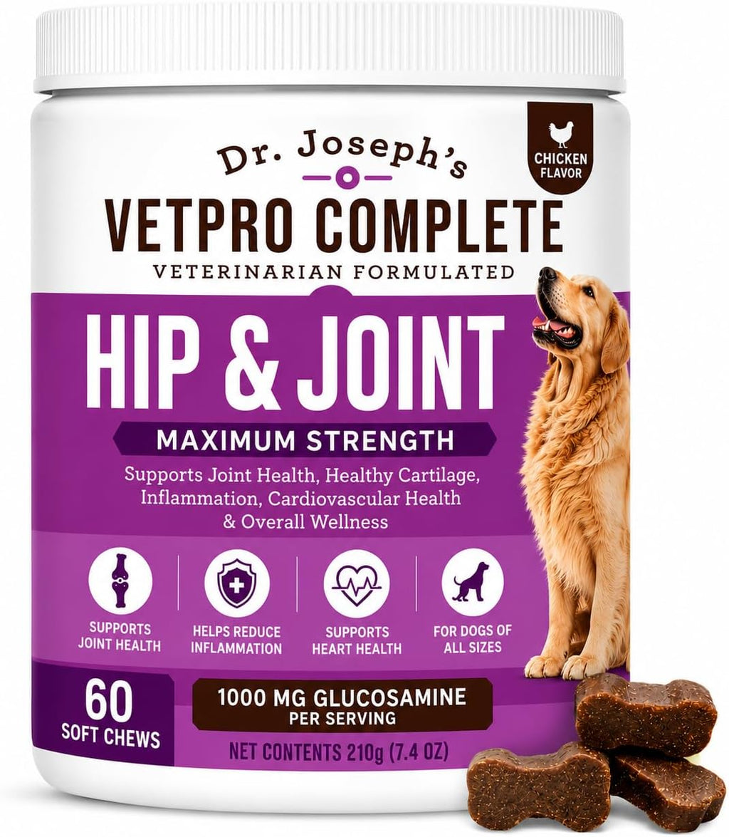 Dr. Joseph's VetPro Complete Dog Hip & Joint Wellness Supplement - High-Strength Glucosamine, MSM, Omega & Chondroitin Chews and Breeds - Vet Formulated Chicken Dog Treat - 120 Count - Image 11