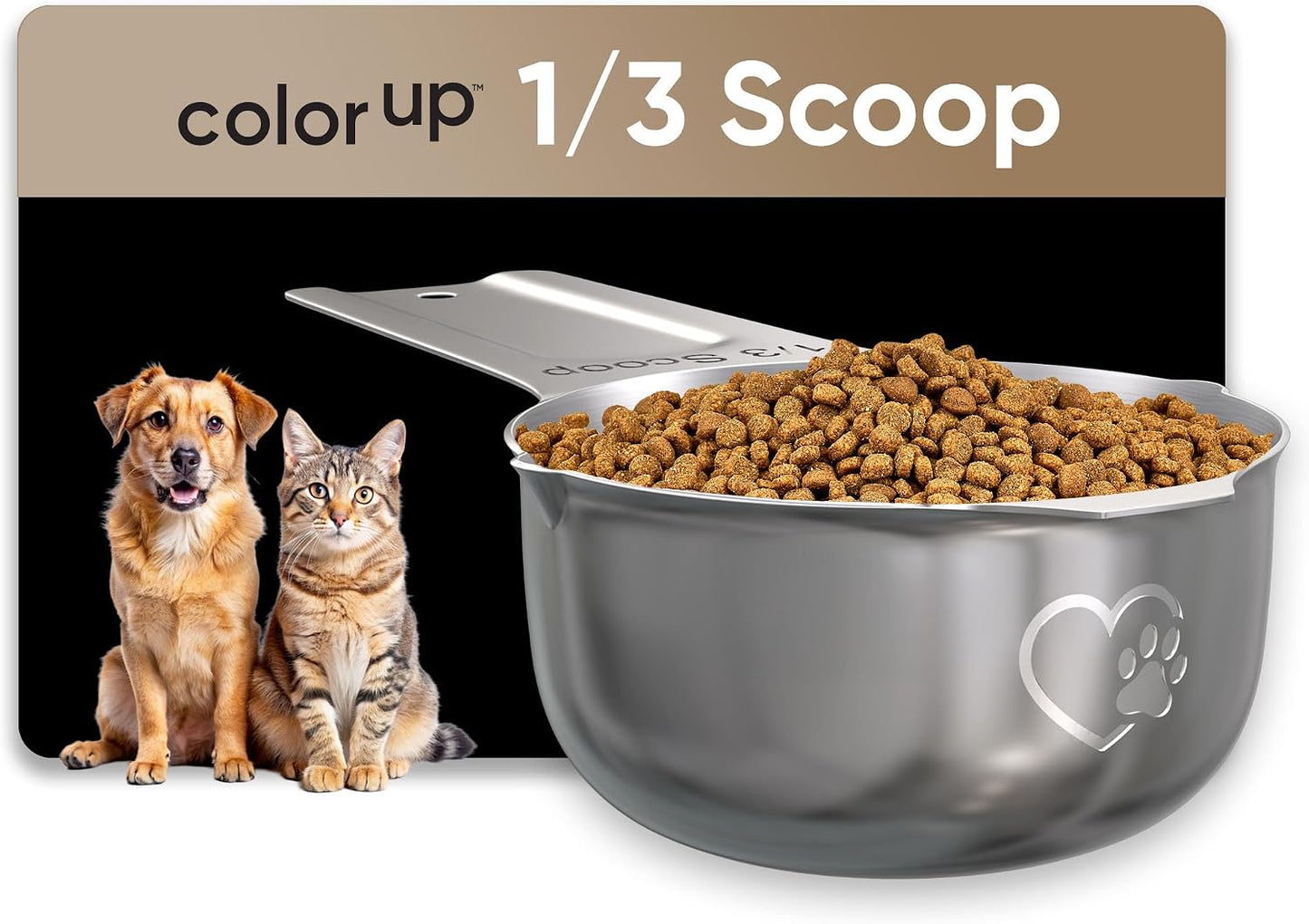 Color Up 1/4 Cup Pet Food Scoop - Stainless Steel Dog Food Scoop Cup (4 Tbsp) - Durable, Rust-Resistant Measuring Scoop for Dogs, Cats, Birds & Rabbits - Ideal for Dry Food & Treats - Image 11