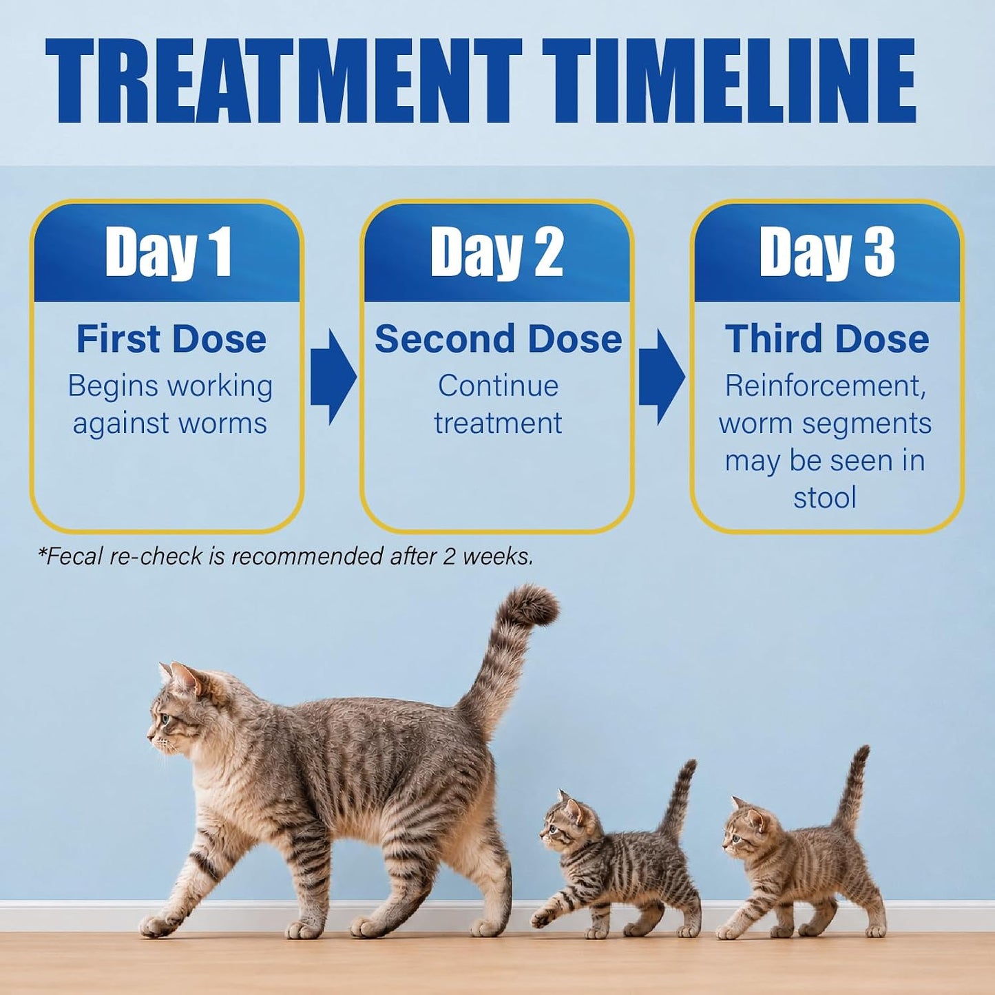 VetaCare feline dewormer liquid being measured with the included oral syringe tool