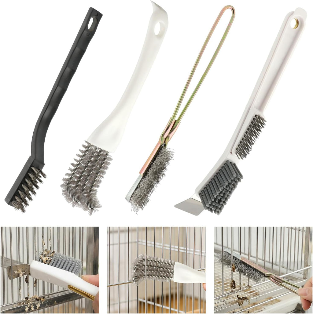 Packaging view of the imported four piece bird poop remover set for small and large enclosures