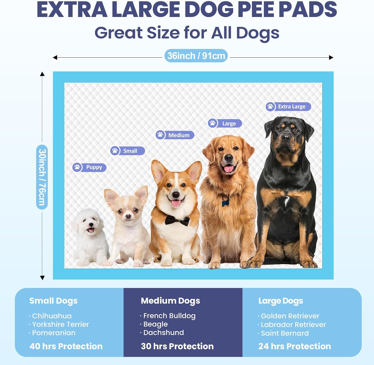 SCLOSE disposable puppy pads waterproof blue polyethylene backing