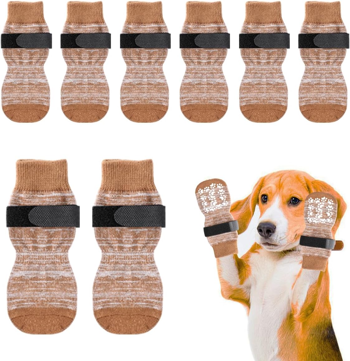 Dog Socks 12 Pack to Prevent Licking Paws, Anti Slip Dog Booties and Paw Protectors for Hardwood Floors Hot Pavement, Suitable for Small Medium Large Senior Dogs - Size Large - Image 9