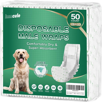 IMMCUTE Dog Diapers Male Small 50 Ct, Male Dog Diapers Disposable with Wetness Indicator, Adjustable Puppy Diapers Male, Flashdry Gel Technology, Male Dog Wraps for Incontinence & Marking - Image 13