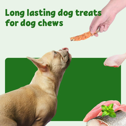Pawant dog treats pouch showing 45 percent chicken and 45 percent cod skin