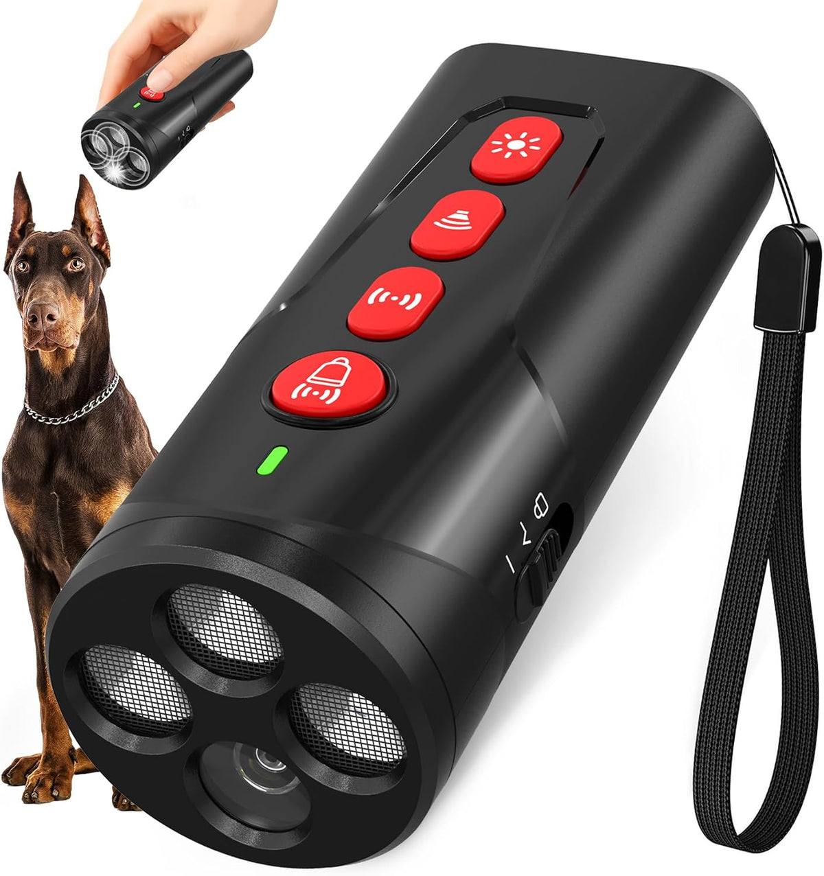 Dog Bark Deterrent Device, 3X Ultrasonic Anti Barking Device 6 Modes Dog Trainer Rechargeable & Portable Safe Bark Control Indoor Outdoor for All Dogs with LED Flashlight - Black - Image 10