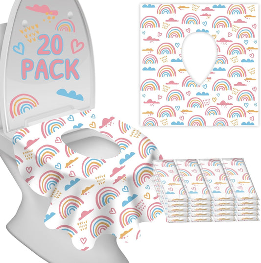 Peyazoco disposable toilet seat covers front view of twenty pack packaging