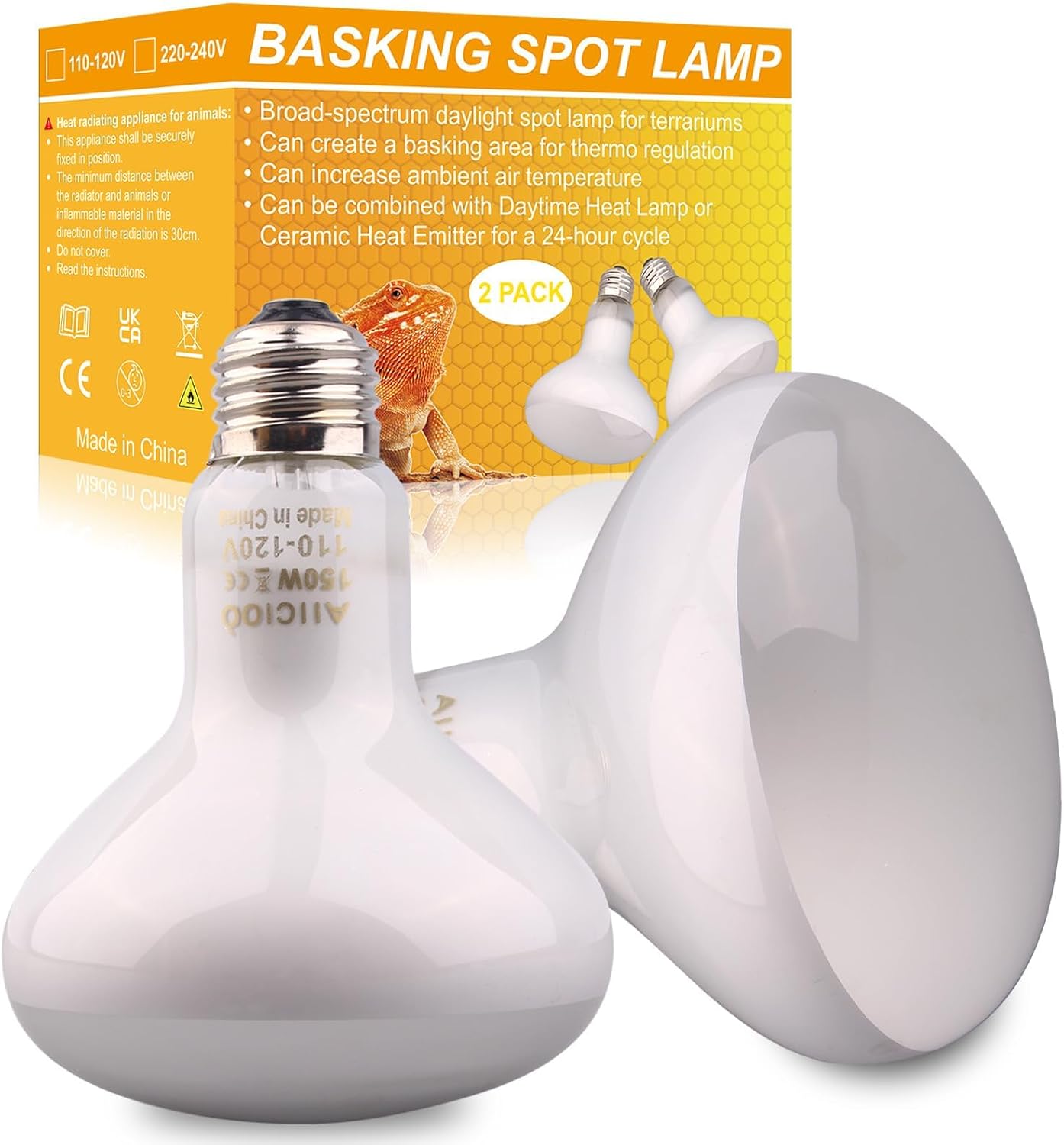 Aiicioo reptile basking light bulb front view for terrarium heating