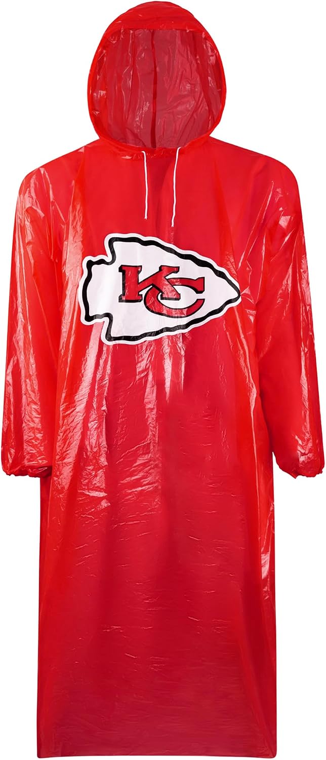 NFL Waterproof Rain Poncho for Adults, Sporty, Elastic Sleeves and Drawstring Hood, Unisex Rain Coat - Image 9