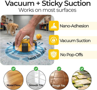 Wulwulth interactive pet enrichment toy laid out flat to show the complete rope and suction assembly.