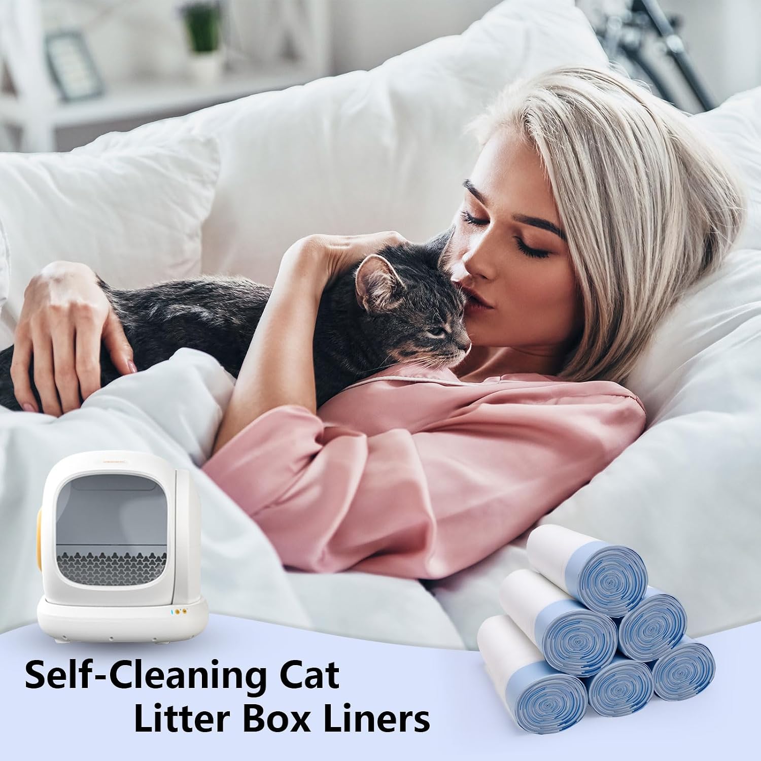 Loveishere 120 count pack of automatic cat litter box liners.
