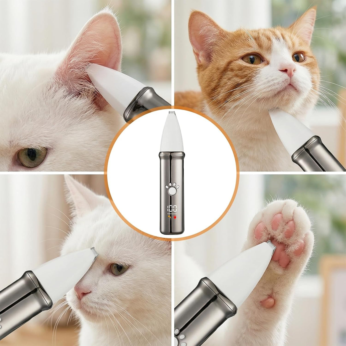 Stainless steel and ceramic blade head of the Sidvid pet clipper for cats
