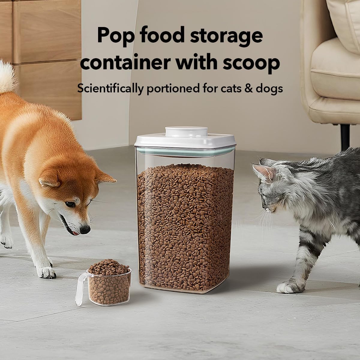 Ankou 4 liter pet food storage container on a shelf