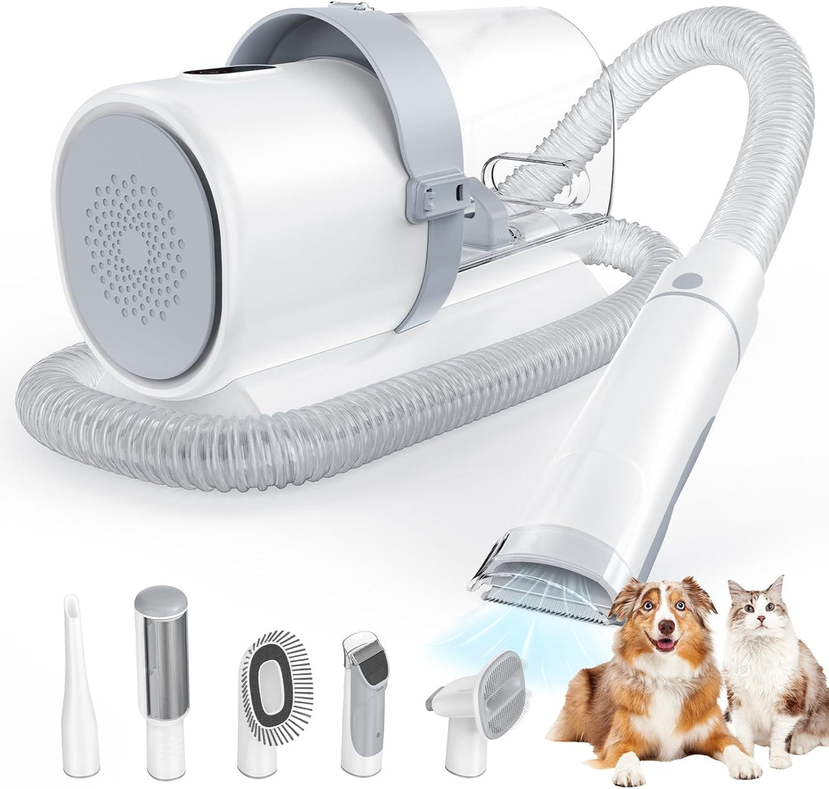 DUMOS Pet Grooming Vacuum Kit, 3 Adjustable Suction Modes, 5 Professional Grooming Tools with Low Noise Dog, 10000PA Cat Hair Clippers for Home Cleaning, 2.5L, Ivory - Image 9
