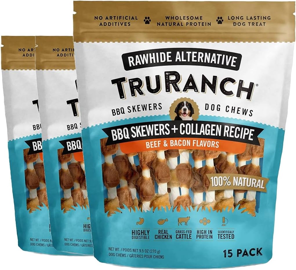 TRURANCH 5" BBQ Collagen Skewers - Collagen Dog Chews - Long Lasting Healthy Joint Support Dog Treat - Rawhide Alternative - Skin & Coat Health, 1 Bag, 15 Count - Image 9