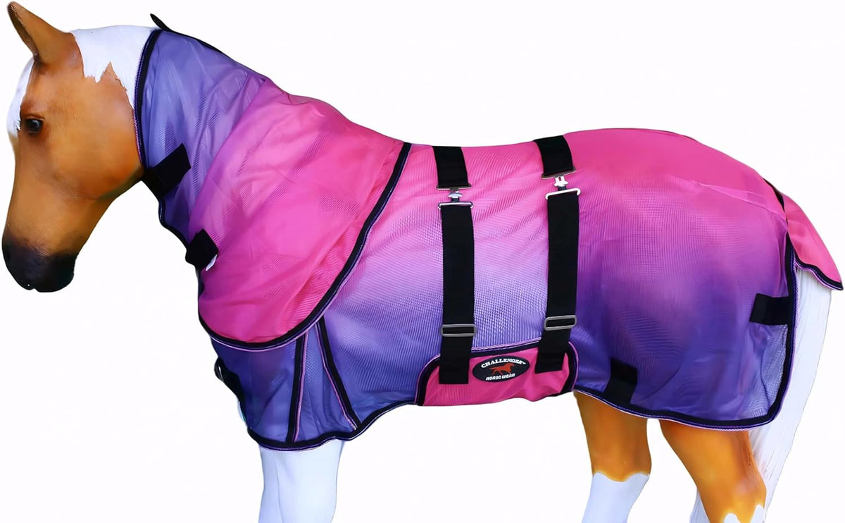 Challenger miniature horse summer fly sheet front view purple pink ombre color