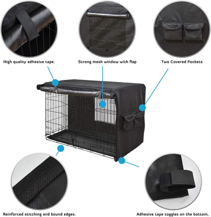 Premium imported pet kennel protector with storage pockets filled
