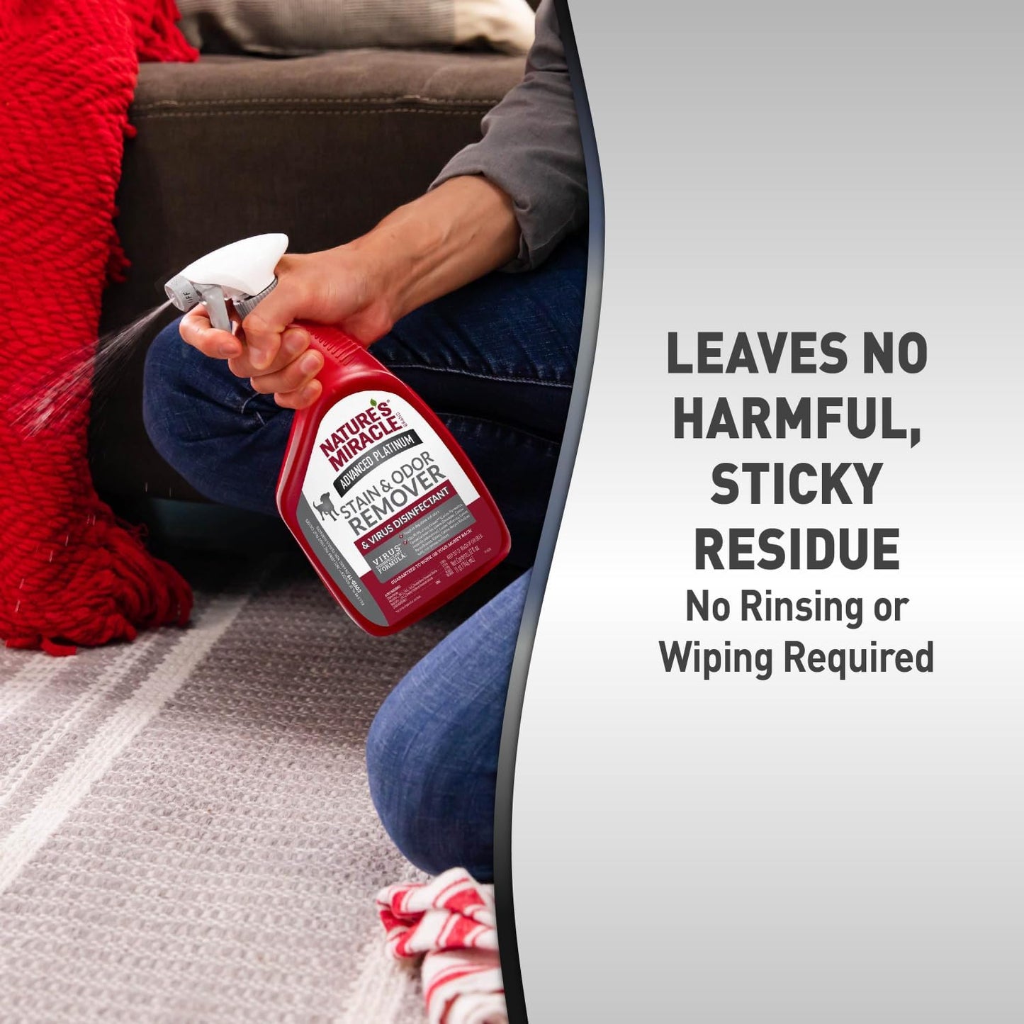 Side view of Natures Miracle 32 Fluid Ounces cleaning spray