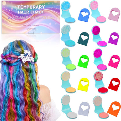 ArtLifeMaker temporary hair chalk front view showing the 10 color clamp applicators kit