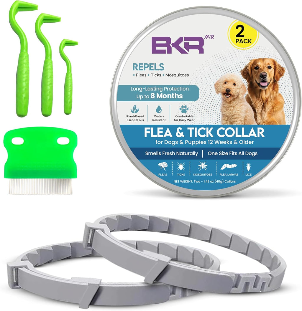 BKRMART dog flea and tick collar 2 pack in circular tin