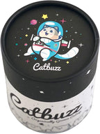 Pettobox Catbuzz organic catnip container showcasing cosmic astronaut cat illustration