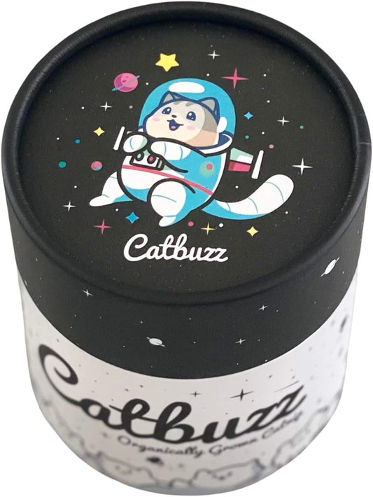 Pettobox Catbuzz Premium Organic Catnip showing reusable cotton drawstring pouch