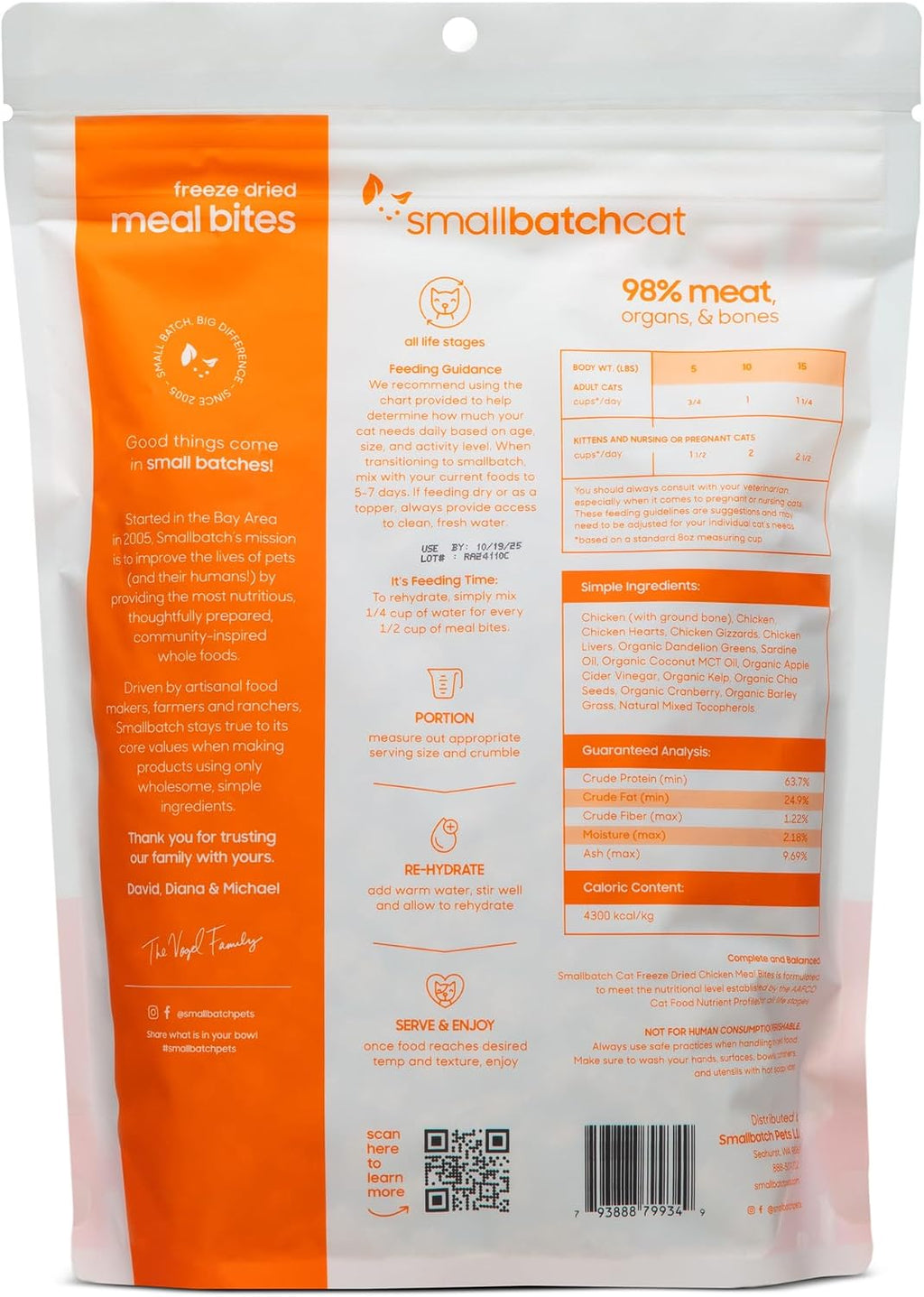 Smallbatch raw freeze dried cat food meal bites for all life stages