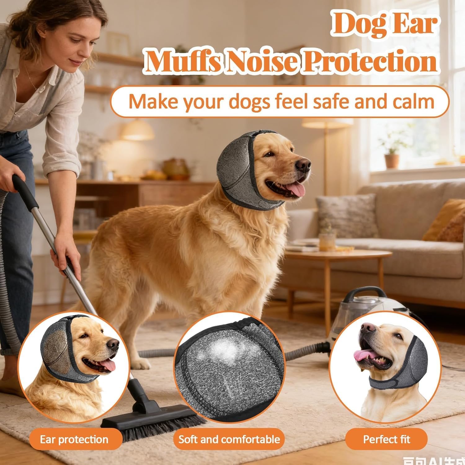 Dog ear protection wrap with velcro fasteners